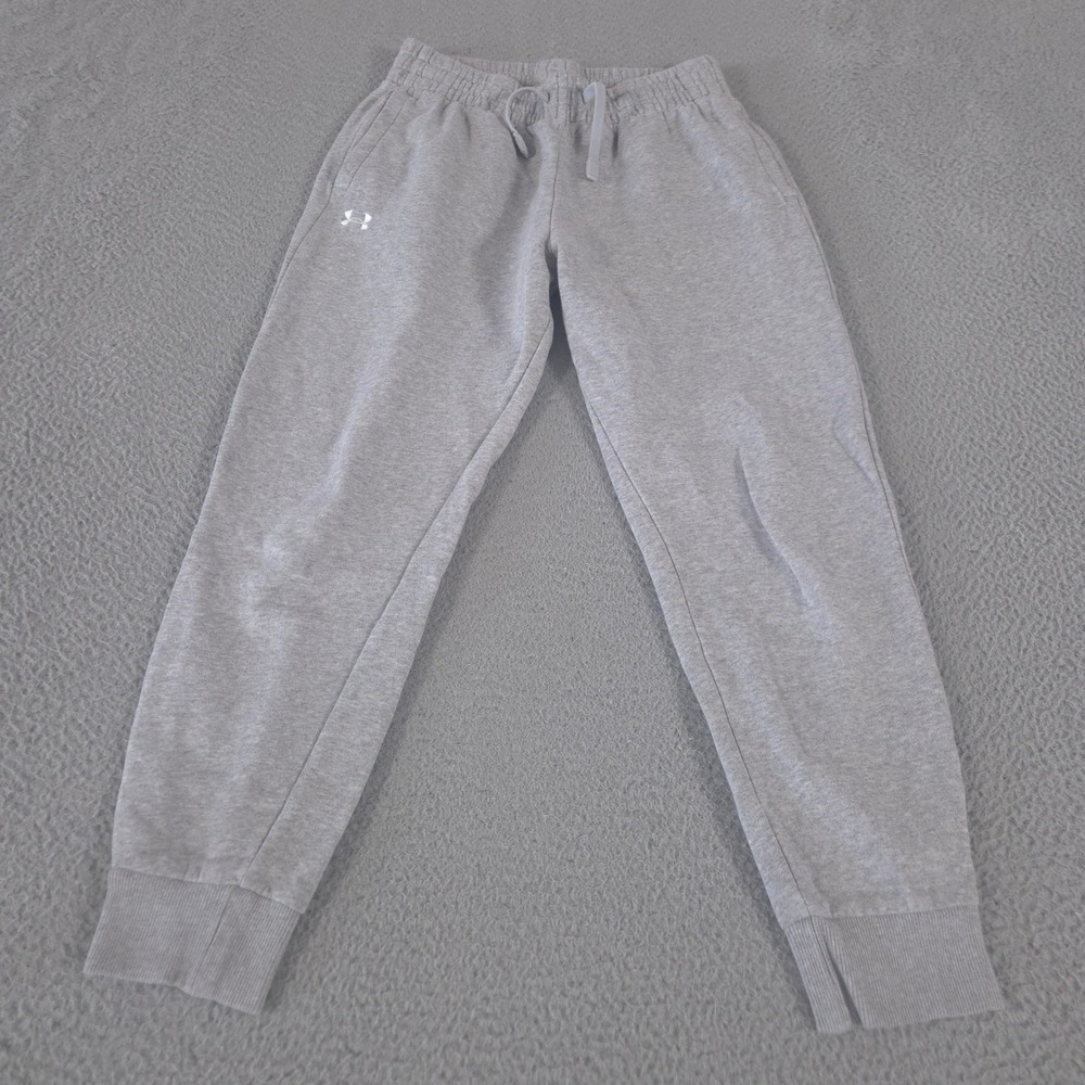 Under Armour Sweatpants Womens Medium Gray Rival Fleece Tapered Joggers Pockets